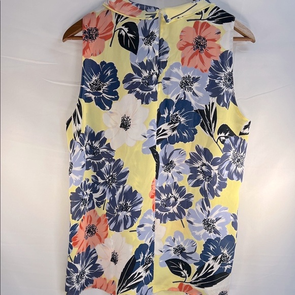 Ann Taylor Factory Floral Ruffled Sleeveless Blouse - Yellow, Blue, Coral - Picture 3 of 3
